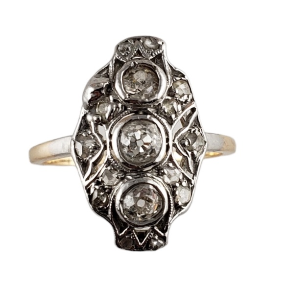 Vintage 10 Karat Two-Tone Gold and Diamond Ring Size 5.75 #13631 - Picture 1 of 7